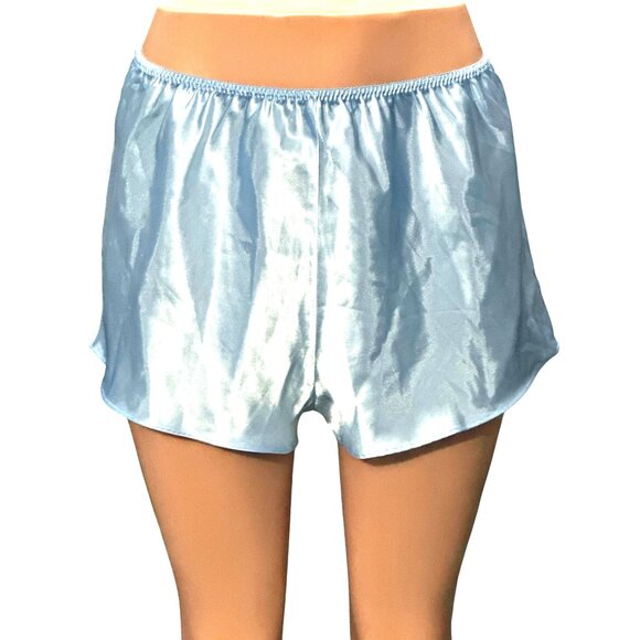 CCC Vintage Light Blue Satin Elastic Band Sleep Shorts Size Large All Polyester - Picture 1 of 7